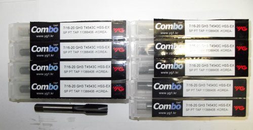 10pc 7/16-20 YG1 Combo Tap Spiral Point Taps for Multi-Purpose Coated
