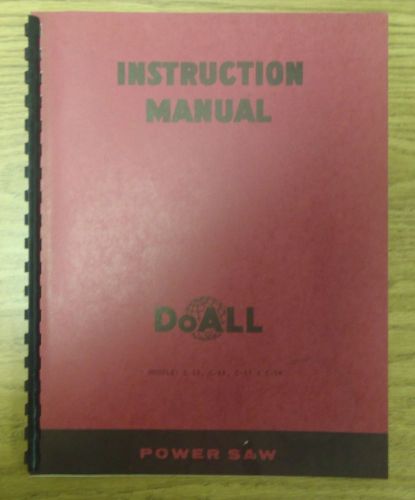 *ORIGINAL* DoAll Model C-55 C-56 C-57 C-58 Band Saw Instruction Manual Bandsaw