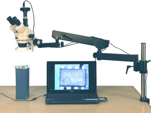 3.5x-90x 144-led articulating arm zoom stereo microscope + 8mp digital camera for sale