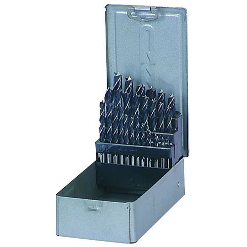 Brad Point Wood Drill Bit Set 29 Pc Woodworking with Heavy Duty Steel Case