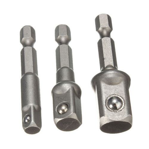 3 Sizes Socket Adapter Set Hex Shank to 1/4&#034;,3/8&#034;,1/2&#034; Impact Driver Drill BIts