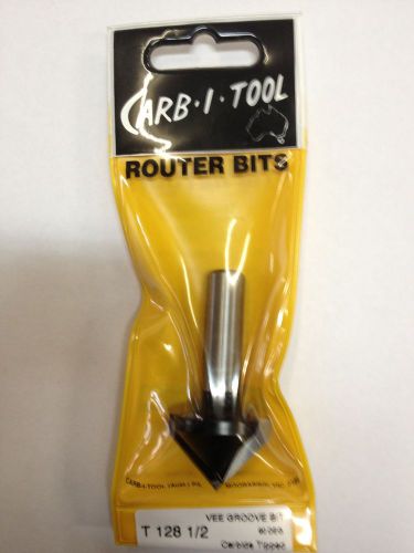 CARB-I-TOOL T 128 90 DEGREE x  1/2 ” CARBIDE TIPPED VEE GROOVE CUTTER ROUTER BIT