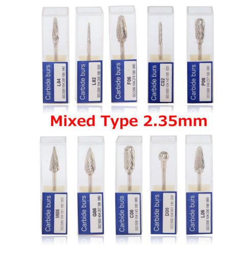10x tungsten carbide steel burs cutters tips 2.35mm for dental marathon polisher for sale