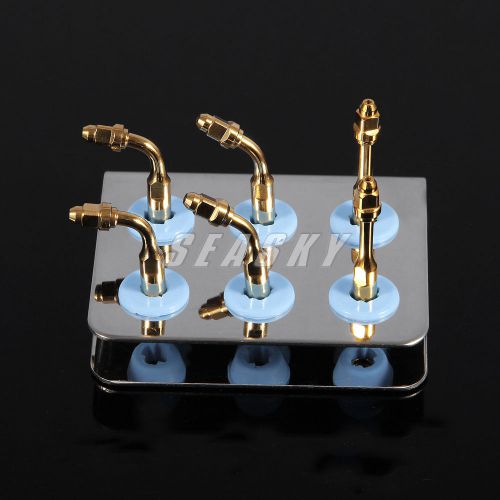 6X Dental Scaler Gold-plated Endo Tips for Handpiece DTE SATELEC + Tips Holder