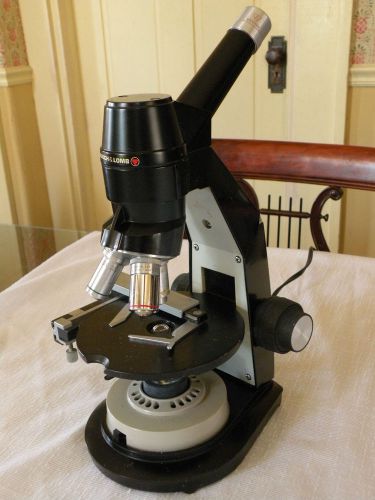 Nice BAUSCH &amp; LOMB Microscope 10X flat 45X flat &amp; 100X oil WORKS Great A+ Cond