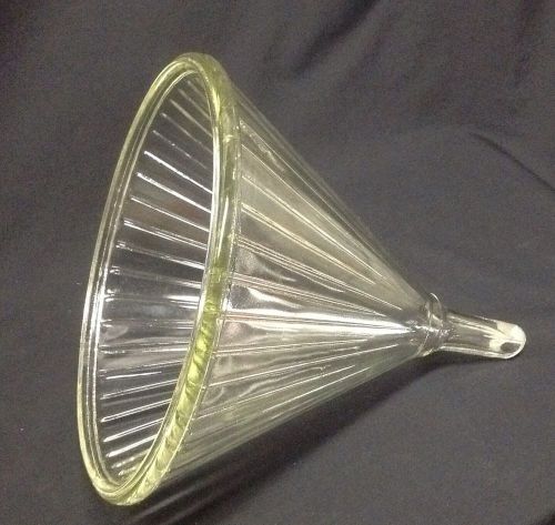 HUGE 1 GAL GLASS LABORATORY FUNNEL RIBBED APOTHECARY PHARMACY HEAVY DUTY