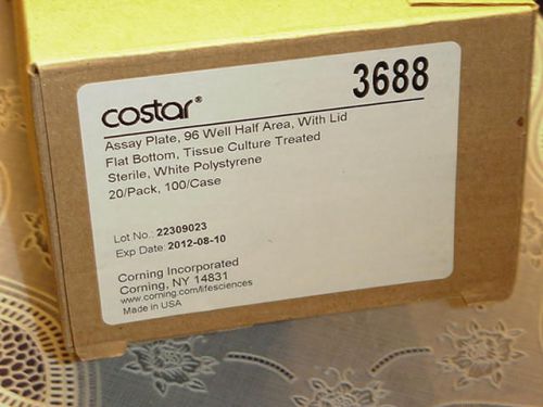 Box Lot 20 Pkg Corning Costar 3688 Assay Plate, 96 Well, White Polystyrene