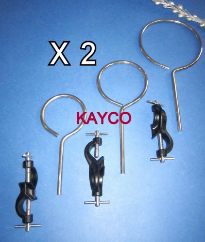 Stainless steel retort ring w/open end set of 6 with grip clamps funnel holder for sale
