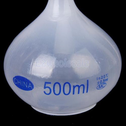 2x 500ml Lab Volumetric Flask Measuring Bottle +Cap Graduated Container Plastic