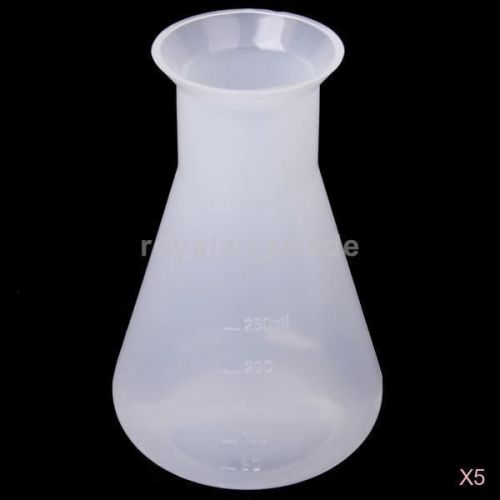 5x Plastic Chemical Conical Flask Container Bottle for Laboratory Test -250ml
