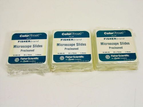 Fisher 12-550-43 YELLOW  Precleaned Microscope Slides - Lot of 3 Boxes
