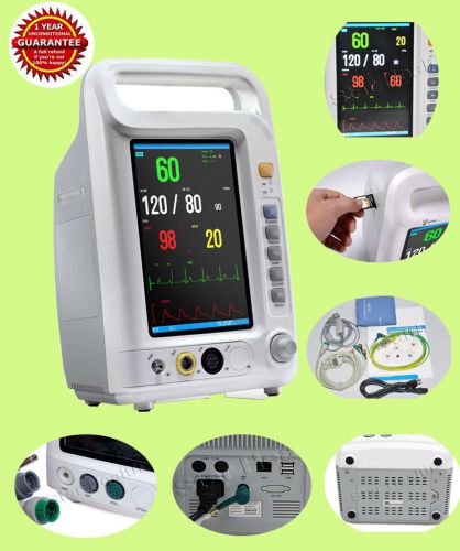 7&#034; tft  portable icu vital sign patient monitor (ecg nibp spo2 pr/hr temp resp) for sale