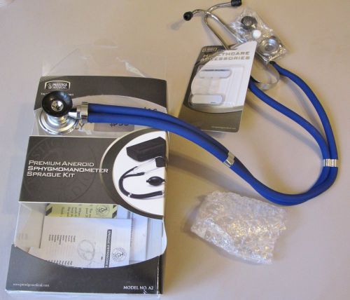 Prestige Medical Premium Blue Color Stethoscope and Stethoscope name tag set