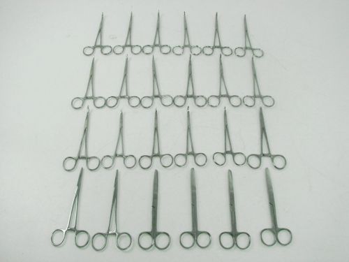 Lot 20 medical forceps tweezers disection scissors &amp; 4 surgical scissors curved for sale