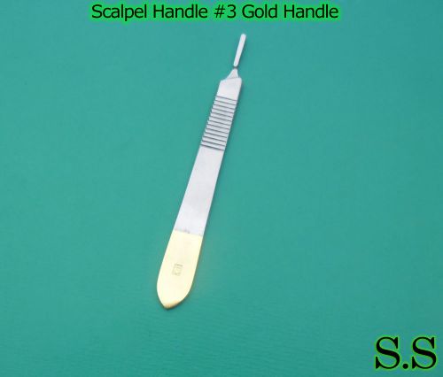 5 Pcs Scalpel Handle #3 With Gold Plated Surgical Dental Veterinary Instruments