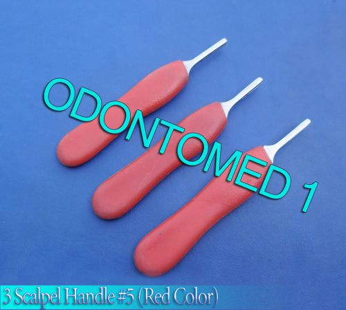 3 Scalpel Knife Handle # 5 Red Plastic Grip, Surgical Instruments