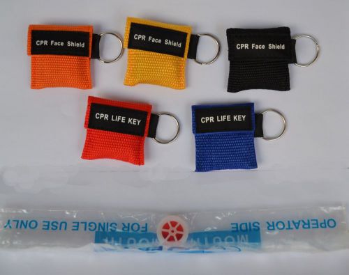 50 pcs/pack CPR MASK KEYCHAIN WITH CPR FACE SHIELD AED 5 COLORS