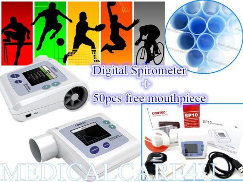 Digital Spirometer,lung volume device,Software Analysis,SP10+50PCS Mouthpiece,CE