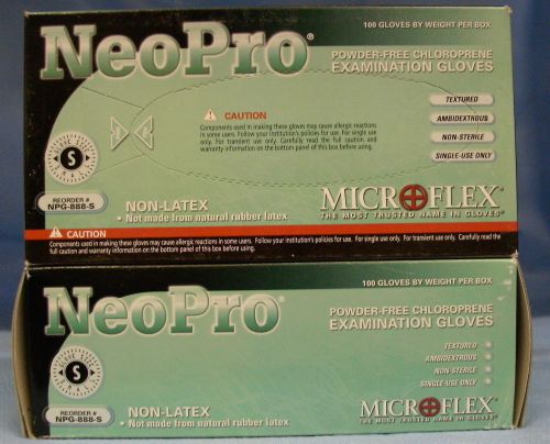 2 Boxes of 100ea MicroFlex NeoPro Chloprene Exam Gloves #NPG-888-S