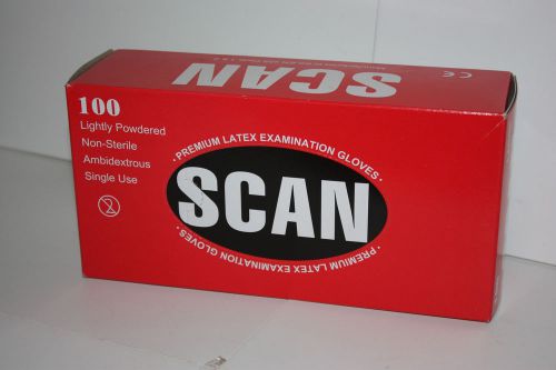 Scan premium latex examination gloves size large lightly powdered 5 boxes of 100 for sale