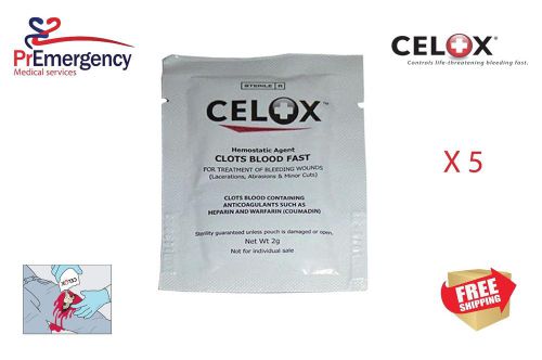 Celox home 5x2g packs stops bleeding fast wound care/first aid kit free ship! for sale