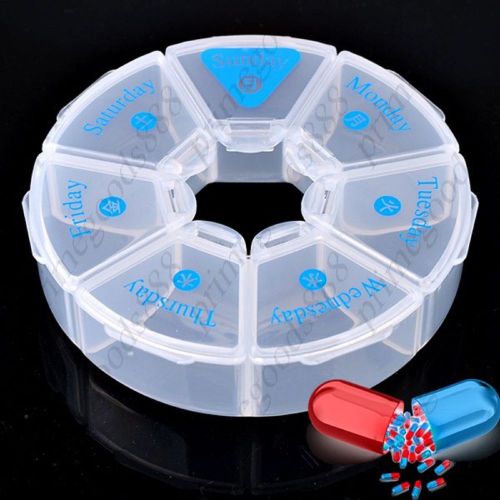 Plastic 7 Day Weekly Medicine Box Case Organizer Container Dispenser Transparent