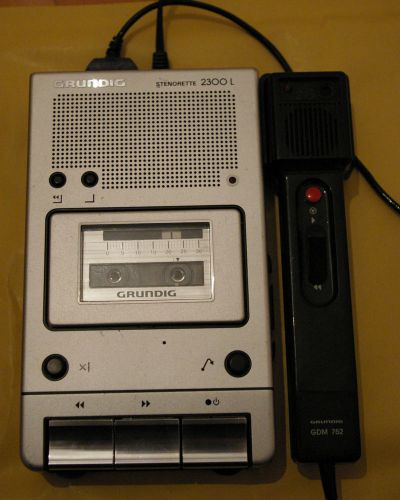 Vintage Grundig Stenorette 2300L Diktiergerat Steno-CassetteWith Microphone