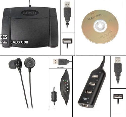 Ecs sony fs-85usb digital transcription kit with nrieusb headset - new for sale