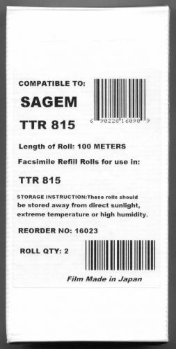 2-pack Fax Film Thermal Transfer Rolls Compatible to Sagem TTR 815 without Card