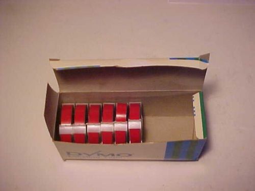 DYMO LABELING TAPE 6 ROLLS GLOSSY RED 5201-02  3/8&#034; X 12&#039;   9mm X 3.6mm  NOS