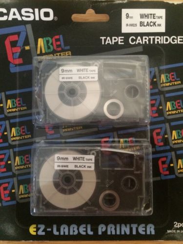 CASIO EZ Label Tape Cartridge 9mm White Tape Black Ink IR-9WE2S