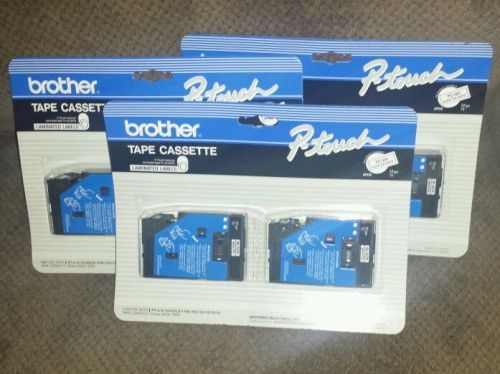 3 twin packs Genuine Brother TC-20 tape cassettes for P-touch Black on White