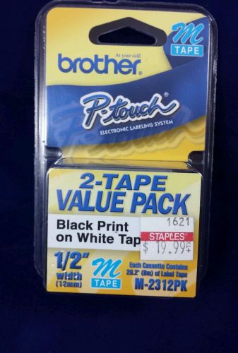 NIB Brother P-touch label tape 1/2&#034; M-231 2 pack