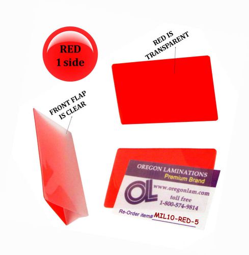 Qty 500 Red/Clear Military Card Laminating Pouches 2-5/8 x 3-7/8 by LAM-IT-ALL