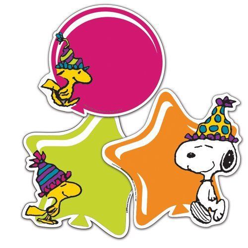 Eureka Peanuts Birthday Assorted Paper Cut-Outs  12 Each of 3 Different Designs