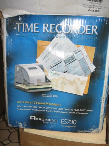 Acroprint ES700 Time Clock + Time Cards + Time Card Hanging Rack