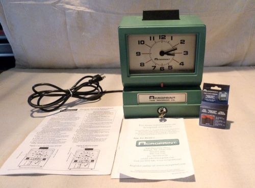 NICE! Acroprint employee time clock w/ key &amp; unused ribbon 125NR4 owner&#039;s manual