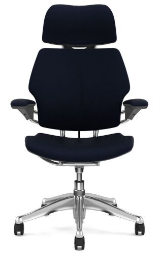 Humanscale Freedom Task Chair, Gel, Headrest, Casters/Wheels, Navy, Sustainable