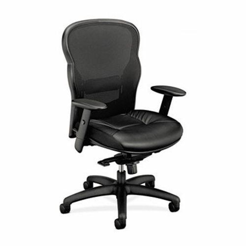 Basyx VL701 High-Back Swivel/Tilt Work Chair, Black Mesh/Leather (BSXVL701ST11)