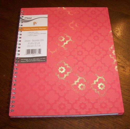 2015 Weekly/Monthly Pink 8x10 spiral &#039;hard&#039; cover Planner notebook Calendar