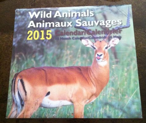 2015 Wall Desk 16 Month Calendar - Wild Animals - Brand New