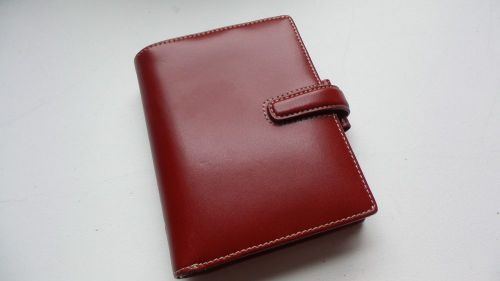 New FILOFAX Cuban cherry red Pocket Size Leather &amp; wallet Organizer Rare