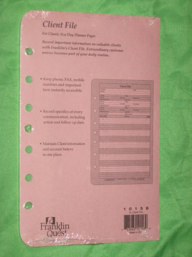 Classic ~ client file 50 pages new franklin quest planner binder covey accessory for sale