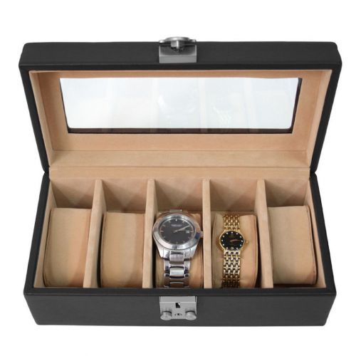 Royce leather deluxe 5 watch box - black for sale