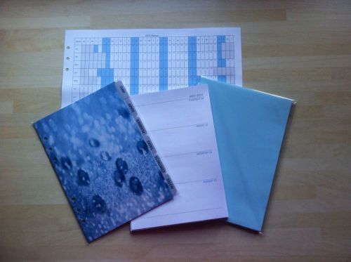 A5 Organiser Filofax Week On 2 Pages 2015 Diary Refill Set. Blue.