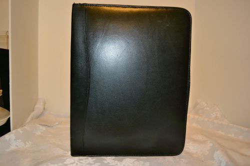 Black leather monarch planner size 3-ring binder with zipper around for sale