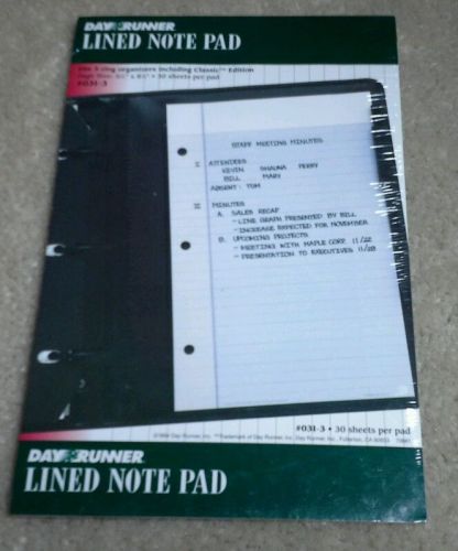 Dayrunner Lined Note Pad Refill Classic Edition 031-3 (3) ring binder 30 pages
