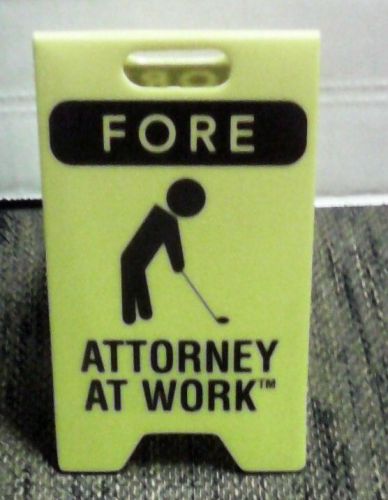 FORE ATTORNEY AT WORK MINIATURE CAUTION WET FLOOR STYLE DESK SIGN FREE SHIPPING