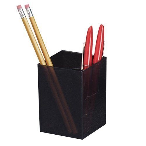 Oic 3-compartment Pencil Cup - 4&#034; X 2.9&#034; X 2.9&#034; - 1 Each - Black (OIC93681)