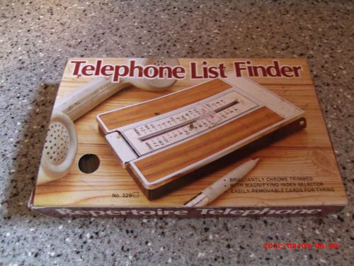 Vintage Telephone List Finder Unused in Box ~ Black &amp; Chrome 329b